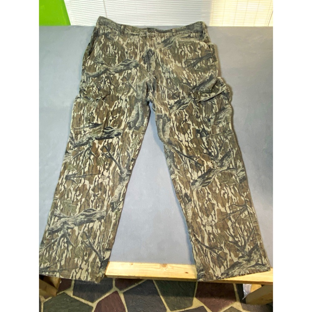 Vintage Mossy Oak Treestand Camo Chamois Cargo Pants Men's 42x31 adj waist*flaws